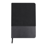 Libreta bicolor de suave pana de poliéster y PU  hojas lisas A5 color negro primera vista