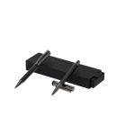 Elegante set de bolígrafo giratorio y roller con capucha de tinta azul color negro primera vista