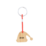 Llavero navideño de bambú en forma de gorro de Papa Noel vista principal