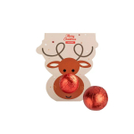 Bombón de chocolate con leche y relleno de avellanas con soporte Reno color avellanas