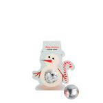 Bombón de chocolate con relleno de avellanas y soporte muñeco de nieve vista principal