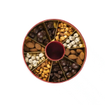 Corona de navidad con 5 tipos de dulces de chocolate y frutos secos color mezcla de sabores quinta vista