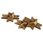 Triángulo de 3 chocolates de caramelo dorado en forma de estrella color blanco