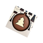 Chocolate en forma de bola de navidad con diseño de árbol color blanco segunda vista