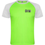 Camiseta de deportes de manga corta unisex de poliéster 140 g/m2 Roly color verde fluorescente vista impresión serigrafía
