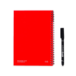 Libreta infinita con tapa flexible y rotulador A5 hojas lisas color rojo segunda vista
