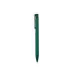 Bolígrafo de aluminio reciclado con acabado de goma tinta azul color verde oscuro