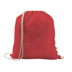 Mochila de cuerdas de algodón reciclado y poliéster 150 g/m2 color rojo