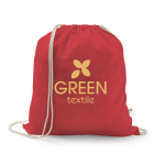 Mochila de cuerdas de algodón reciclado y poliéster 150 g/m2 color rojo imagen con logo