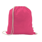 Mochila de cuerdas de algodón reciclado y poliéster 150 g/m2 color rosa