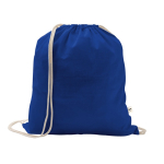 Mochila de cuerdas de algodón reciclado y poliéster 150 g/m2 color azul real
