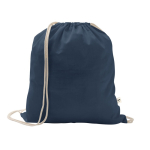 Mochila de cuerdas de algodón reciclado y poliéster 150 g/m2 color azul marino