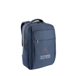 Mochila acolchada de poliéster reciclado para portátil de 15,6” color azul marino imagen con logo