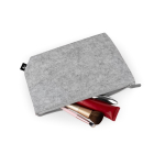 Neceser espacioso de fieltro reciclado con cierre de cremallera color gris claro segunda vista