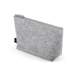 Neceser espacioso de fieltro reciclado con cierre de cremallera color gris claro