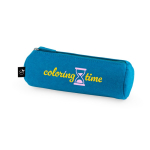 Estuche cilíndrico de fieltro reciclado con cierre de cremallera color azul claro imagen con logo