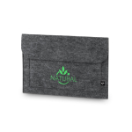 Funda de fieltro reciclado con compartimento para portátil 14” color gris oscuro imagen con logo