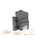 Mochila nevera para pícnic de poliéster reciclado con utensilios color gris oscuro segunda vista