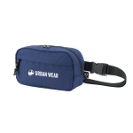 Riñonera de poliéster reciclado con forro y 2 compartimentos color azul imagen con logo