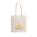Bolsa de la compra de algodón orgánico con asas largas 180 g/m2 color natural imagen con logo
