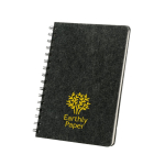 Libreta de fieltro reciclado con tapa semidura A5 hojas a rayas color gris oscuro imagen con logo