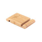 Soporte para móvil de bambú con dos ranuras en cada lado color natural imagen con logo