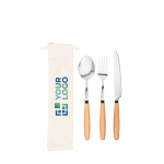 Set de 3 cubiertos en madera de acacia y acero inoxidable vista principal