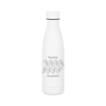 Botella termo de acero inoxidable con tapón antifugas 520ml color blanco imagen con logo