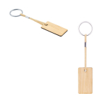 Llavero rectangular de bambú con cordón y anilla de metal varios colores