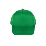 Gorra de poliéster reciclado con 5 paneles y cierre adhesivo 210 g/m2 color verde