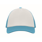 Gorra de beisbol en poliéster con parte frontal en blanco 150 g/m2 color azul cian segunda vista