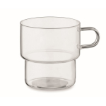Taza hecha totalmente de borosilicato con diseño apilable 300ml color transparente