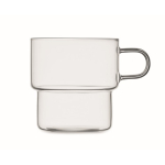 Taza hecha totalmente de borosilicato con diseño apilable 300ml color transparente quinta vista