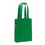 Bolsa pequeña de fieltro RPET con fuelle y asas cortas color verde