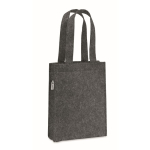Bolsa pequeña de fieltro RPET con fuelle y asas cortas color gris oscuro