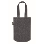 Bolsa pequeña de fieltro RPET con fuelle y asas cortas color gris oscuro segunda vista