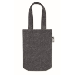 Bolsa pequeña de fieltro RPET con fuelle y asas cortas color gris oscuro tercera vista