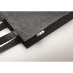 Bolsa pequeña de fieltro RPET con fuelle y asas cortas color gris oscuro vista fotografía cuarta vista