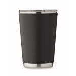 Vaso de acero inoxidable con funda extraíble de piel sintética 350ml color negro cuarta vista