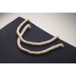 Bolsa para la playa de fieltro RPET con asa de cordón color natural color azul vista fotografía cuarta vista