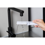 Rodillo limpiador adhesivo en estuche blanco reutilizable color blanco vista fotografía quinta vista