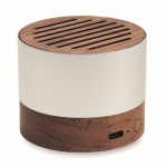 Altavoz inalámbrico de aluminio reciclado con detalles en nogal color madera segunda vista