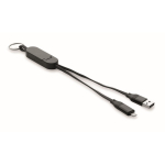 Llavero y soporte para móvil con cables de carga de 26cm color negro