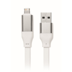 Llavero y soporte para móvil con cables de carga de 26cm color blanco