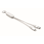 Llavero y soporte para móvil con cables de carga de 26cm color blanco