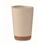 Vaso para llevar de doble pared con detalle de corcho en la base 300ml color beige