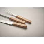 Estuche con aspecto de madera de 3 utensilios para barbacoa color madera segunda vista fotografía