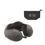 Almohada de viaje de espuma con diseño para dar soporte al cuello color gris oscuro vista de impresión