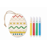Set para pintar de un huevo de pascua para colgar y 4 rotuladores color madera tercera vista