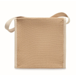 Bolsa nevera de yute con bolsillo frontal y capacidad de 3L color beige cuarta vista